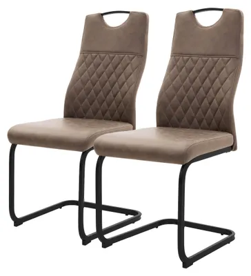 Obrázok produktu pre ML-Design, jedálenské stoličky, sada 2 kusov, otočné, kreslo z umelého kožene, kuchynské stoličky s vysokým operadlom, čalúnené stoličky s oceľovou konštrukciou, hnedé