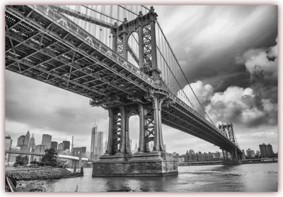 Produktbild von XXL Poster 100 x 70cm (F-222) Manhattan Bridge New York City Hängebrücke über den East River (Lieferung gerollt!)