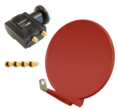 Produktbild von PremiumX DELUXE80 Satellitenantenne 80 cm Alu Ziegelrot DELUXE Twin LNB 4x F-Stecker