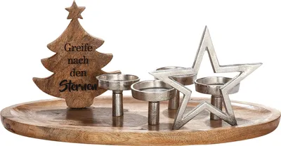 Produktbild von GILDE Sonstige Weihnachtsdekorationen Tablett Kerzenhalter Tannenbaum H. 26 cm,21357