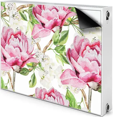 Produktbild von Magnet Heizung Verkleidung Abdeckung Heizung Heizkörperabdeckung 80x60 cm  - Rosa, Pfingstrosen