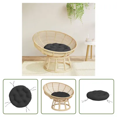 Produktbild von The Living Store Kissen Rund Schwarz Ø 60 x 11 cm Oxford-Gewebe