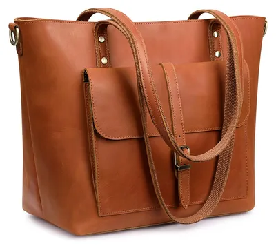 Produktbild von Omgoods – Vintage-Leder-Umhängetasche für Damen mit Platz für einen Laptop