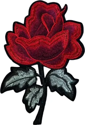 Produktbild von Rote Rose am Stiel, Aufnäher mit Emblem, zum Aufbügeln, L