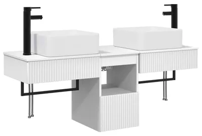 Produktbild von vidaXL Badezimmermöbel-Set 3 stk. Weiß Holzwerkstoff