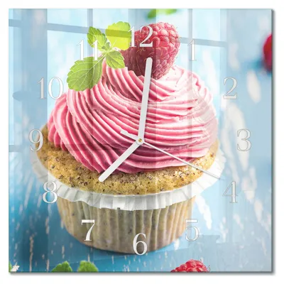 Produktbild von Tulup Glasuhr Wanduhr Küchenuhr Echt-Glas 30x30 cm Modern Dekorativ Geräuschlos Weiße Zeiger - Himbeermuffin