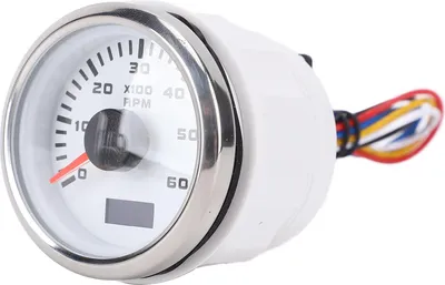 Immagine prodotto di CX6228 tachimetro da 52 mm 2 pollici per auto 6000 giri/minuto con contaore kit RPM retroilluminato a 7 colori per camion trattore RV barca quadrante bianco copertura argento CX6228
