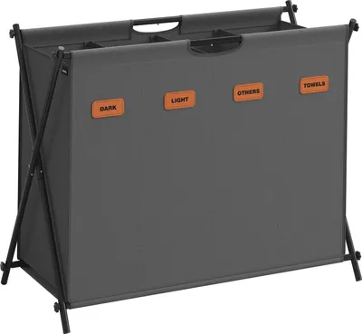 Produktbild von Wäschekorb 155 Liter – Mit 4 Fächern – Schiefergrau