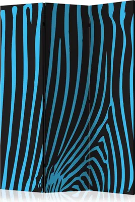 Produktbild von 3-teiliger Einseitiger Vlies Paravent - Zebra pattern (turquoise) 135x172 cm Muster f-C-0392-z-b