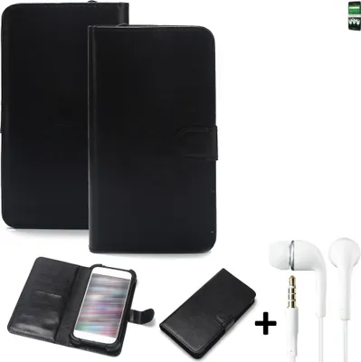 Produktbild von K-S-Trade Wallet Case Handyhülle kompatibel mit doro 8035 Schutzhülle Flip cover Flipstyle Tasche Hülle Flipcover Slim Bumper schwarz + in ear