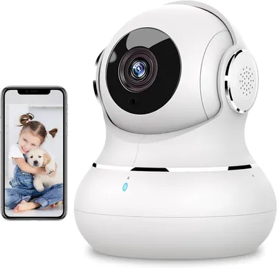 Immagine prodotto di Telecamera Wi-Fi – Telecamera di sicurezza per interni – Sorveglianza domestica – Rotazione a 360 gradi – Risoluzione 1080p HD – Visione notturna