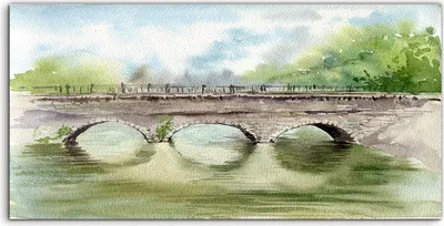 Produktbild von Coloray - Glasbild - 120x60 cm - Wandbild - Glasbilder - Deko Brücke Wasser Landschafts Himmel