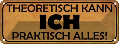 Produktbild von vianmo Blechschild 10x27 cm theoretisch ich praktisch alles Spruch Zitat