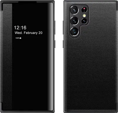 Produktbild von Für Samsung Galaxy S25 Ultra 5G Mirror View Smart Cover Hülle Schwarz
