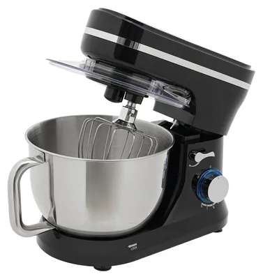 Image de Robot de cuisine - Pétrin - Moteur en cuivre de 1000W - Bol en acier inoxydable de 4,5L - 8 vitesses + 1 - Prise européenne - Noir