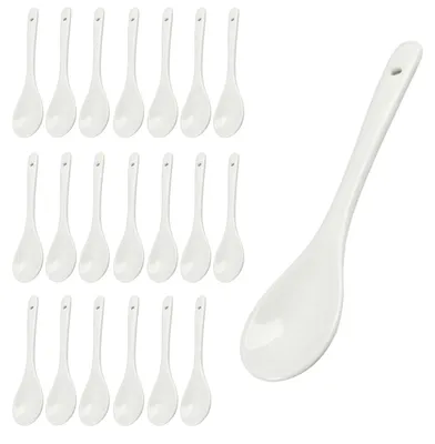 20er-Set Porzellan-Rührlöffel, 10 cm, weiß, modernes Design