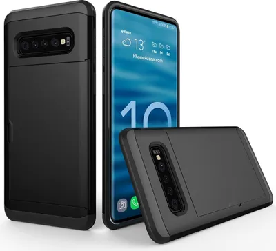 Produktbild von Mobigear Card  Samsung Galaxy S10 Plus Hülle Hardcase Backcover Stoßfest mit Kartenhalter - Schwarz