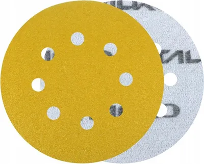 Produktbild von ITALKO Schleifscheiben 125mm P80 8-Loch Klett Schleifpapier gelb auf Folie für Exzenterschleifer – 50 Stück