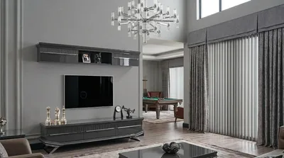 Image de Bloc inférieur, bloc supérieur, salon, style moderne, couleur grise, neuf, confortable