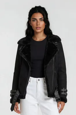 Produktbild von Aloy Damen Echtleder Bikerjacke Schwarz XS