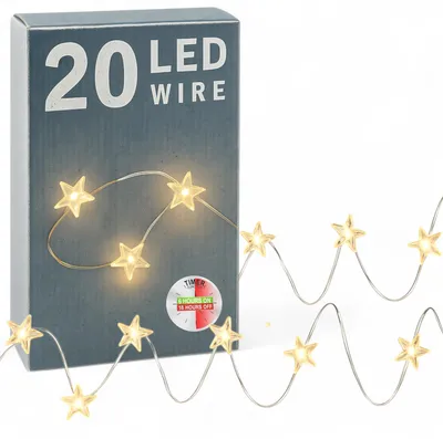 LED-Lichterkette mit 20 Sternen, warmweiß, 220 cm, Timer, Batterie