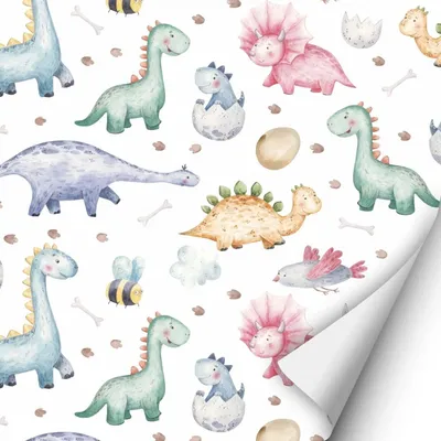 Productafbeelding van 2 x 0,9 m Zelfklevende Folie Dinosaurussen voor Kinderkamer