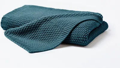 Produktbild von Hahn Strickdecke Wohndecke Perlmuster Smaragd 130x170 cm