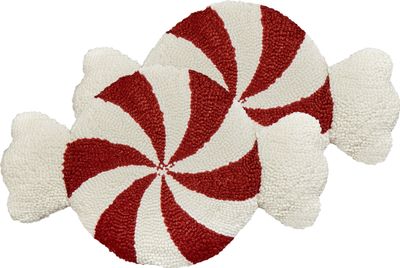 BELIANI Komplet 2 poduszek czerwono-białe świąteczne kształt cukierka 35 x 58 cm ozdoby akcesoria Boże Narodzenie