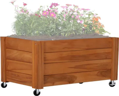 Obrázok produktu pre Kvetináč Kvetinový box Vysoký záhon na kolieskach Drevo 78 x 52 x 40,5 cm FC