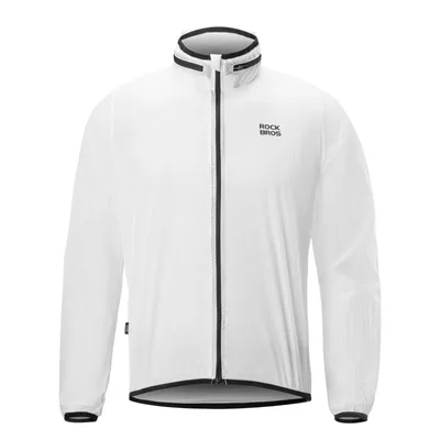 Produktbild von ROCKBROS Fahrradjacke Windjacke Wasserabweisend Atmungsaktiv mit Verstaubarer Kapuze Leicht Fahrradjacke für Rennrad MTB Herren Weiß S