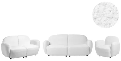 Produktbild von BELIANI 6-Sitzer Sofa Set 3-Teilig Cremeweiß Bouclé Gepolstert mit Breiter Sitzfläche Armlehnen Organisches Retro Design Wohnzimmer-Set Polstergruppe