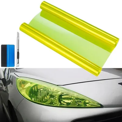 Immagine prodotto di Pellicola oscurante per auto, adatta per fari, luci posteriori e fendinebbia, dimensioni 30,5 x 121,9 cm, colore giallo fluorescente, materiale: vinile