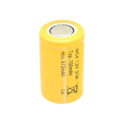 Zdjęcie produktu dla 2/3 Akumulator Cadnica NICD z płaską górą bez przylutowanego znacznika, 1,2 V 700 mAh