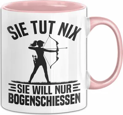 Produktbild von Bogenschützin Tasse Geschenk Bogenschießerin Geschenkidee Frauen Geburtstag Weihnachten Kaffee-Becher (Rosa)