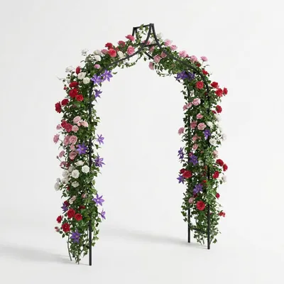 Produktbild von Metall Gartenbogen 240 x 150 cm Schwarz – Pulverbeschichteter Stahlbogen für Kletterpflanzen, stabile dekorative Pergola für Garten und Terrasse