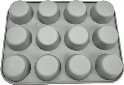 Produktbild von INF Silikon-Kuchenform – Muffinform für 12 Tassen Grau