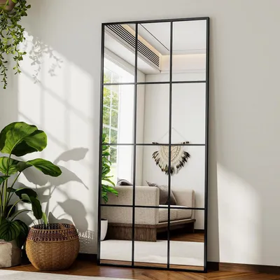 Produktbild von Standspiegel 175x65 cm Ganzkörperspiegel Wandspiegel mit Ständer Rechteckig Aluminiumlegierung HD Spiegel