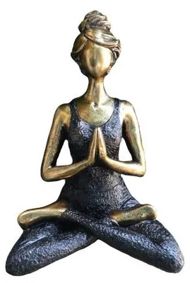 Immagine prodotto di Statua di una donna che pratica yoga, in bronzo e nero, altezza 24 cm