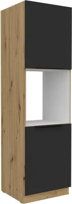 Obrázek produktu pro Kuchyňská skříň na vestavnou troubu LUNARA - šířka 60 cm, černá / dub artisan