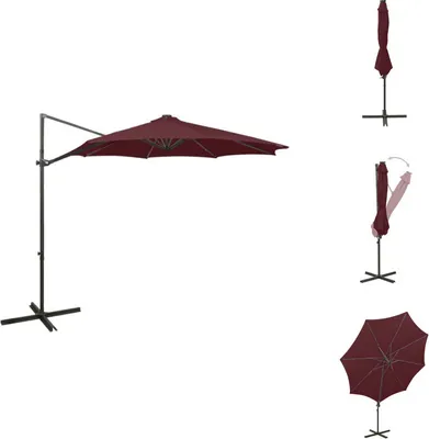 Produktbild von vidaXL Ampelschirm mit Mast und LED Bordeauxrot 300 cm -  Sonnenschirme & Sonnenschutze