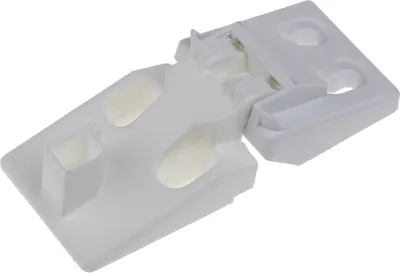 A white hinge on a white background.