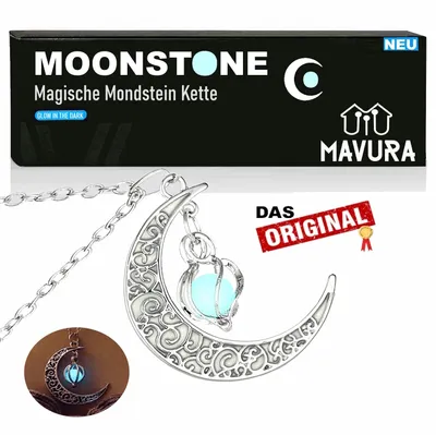 Immagine prodotto di MOONSTONE Collana della luna magica Collana di pietre lunari Collana della luna crescente Collana della luna luminosa