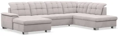 Produktbild von Selsey Jamaal - Wohnlandschaft mit Schlaffunktion und Stauraum, linksseitig, Velours hydrophob, hellgrau