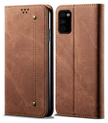 Produktbild von Galaxy M51 Hülle, LaimTop Denim Leder Brieftasche Magnetverschluss Flip Bookstyle Schutzhülle mit Standfunktion für Samsung Galaxy M51 Braun