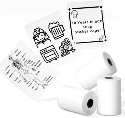 Produktbild von Phomemo T02 Weißes Selbstklebendes Thermopapier - 10 Jahre Klebrig 50mm x 3,5m, Journal, Fotos, Texte, Studiennotizen, Tagebücher und mehr, 3 Rollen