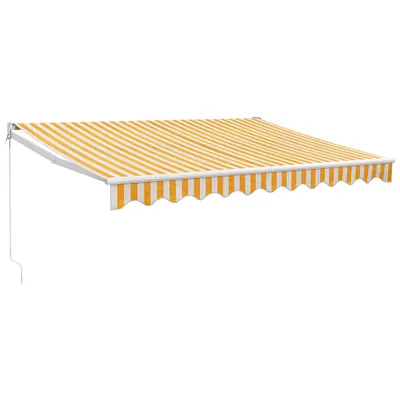 Image de vidaXL Marquise rétractable jaune et blanc 3,5x2,5 m Tissu et aluminium