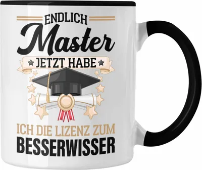 Produktbild von Trendation - Master Abschluss Geschenk Tasse Bestanden Studium Prüfung Graduation - Lizenz zum Besserwissser (Schwarz)