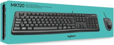 Produktbild von Logitech MK120, Kabelgebunden, USB, QWERTY, Schwarz, Maus enthalten