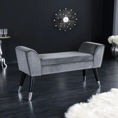 Produktbild von Design Sitzbank SCARLETT 90cm grau silber Samt