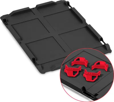 Produktbild von Auflagedeckel Set Eurobox NextGen mit 4 roten Schiebeschnappverschlüssen | BxT 30x40cm | Schwarz | Eurobehälter, Transportbox, Transportbehälter, Stapelbehälter